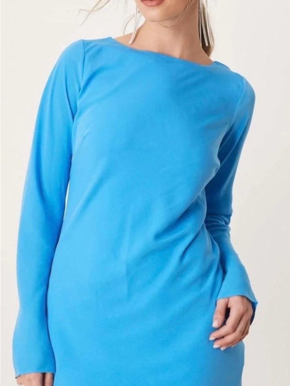 Abercrombie & Fitch Bright Blue Boatneck Long-Sleeve mini dress
